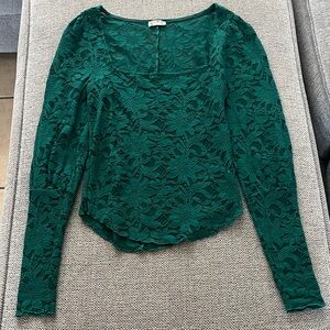 Free people Green Lace Top